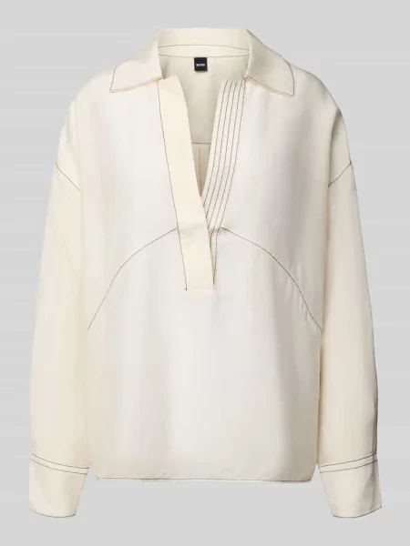 Tunika o luźnym kroju z dodatkiem jedwabiu model ‘BRIZZY’ Boss biała