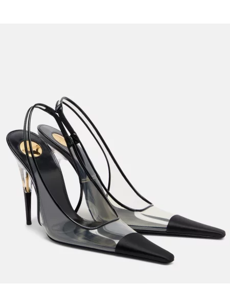 Pantofi cu toc Saint Laurent din satin slingback