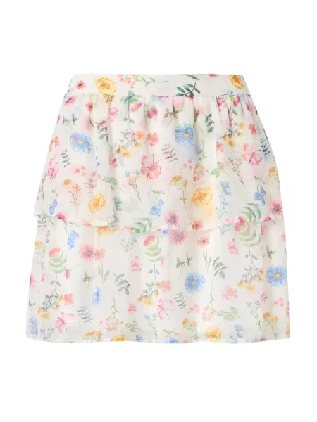 VERO MODA Fustă VMSILLE albastru deschis / portocaliu caisă / roz pal alb