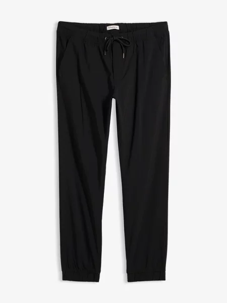 Spodnie z gumką w talii straight relaxed fit czarne