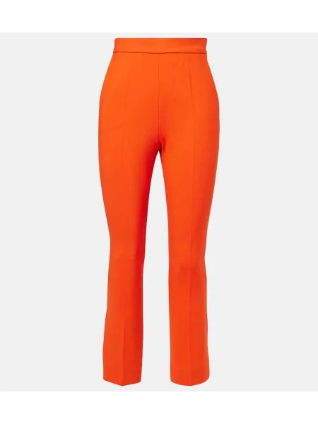 Pantaloni Max Mara cu talie înaltă de lână roșu