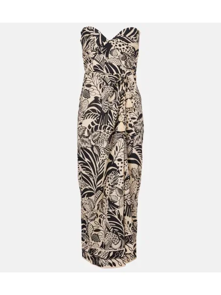 Rochie midi Poupette St Barth cu imagine până la genunchi de costum negru