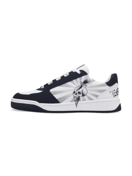 Ed Hardy Nízke tenisky Skull Dagger čierna biela