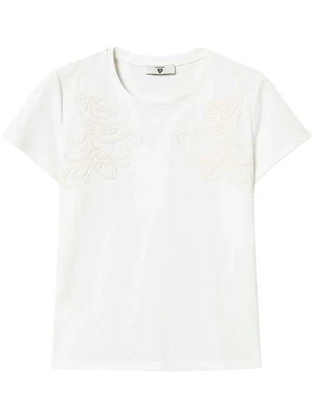 Tricou Twinset cu broderie alb