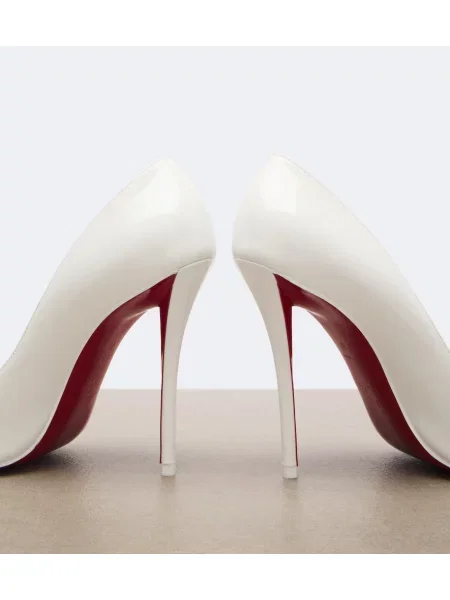 Pantofi cu toc Christian Louboutin din piele de lac alb