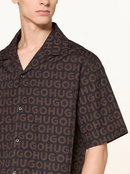 Hugo Košile Resort Espino Comfort Fit černá/ hnědá černá