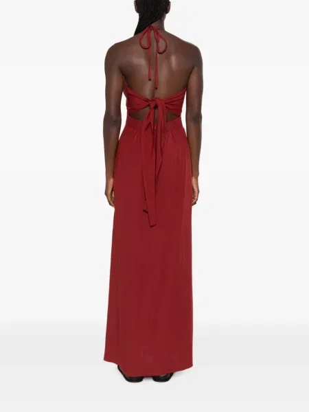 Rochie maxi Moutaki cu gât halter roșu