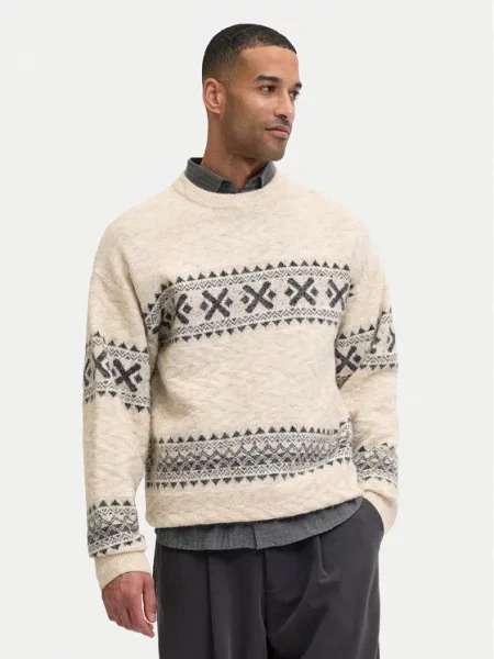JACK & JONES Pulover JPRBLUMAX taupe siva / tamo siva bež