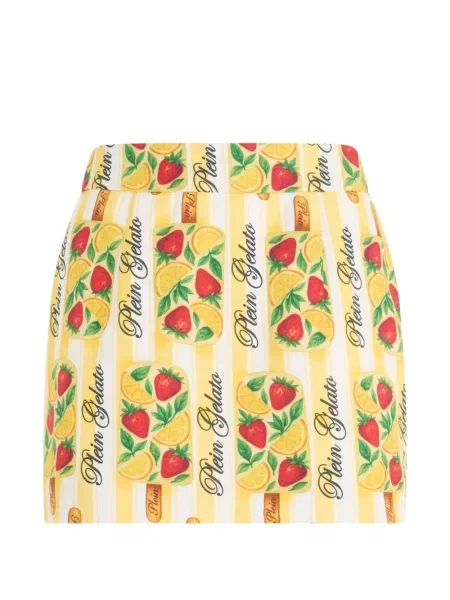 Mini fusta mini Philipp Plein cu dungi mini galben