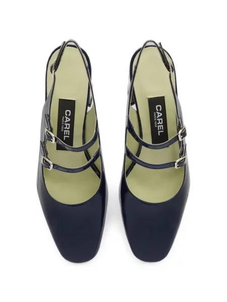 Iš natūralios odos bateliai Carel Paris slingback mėlyna