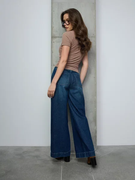 Джинси wide leg steel blue сині