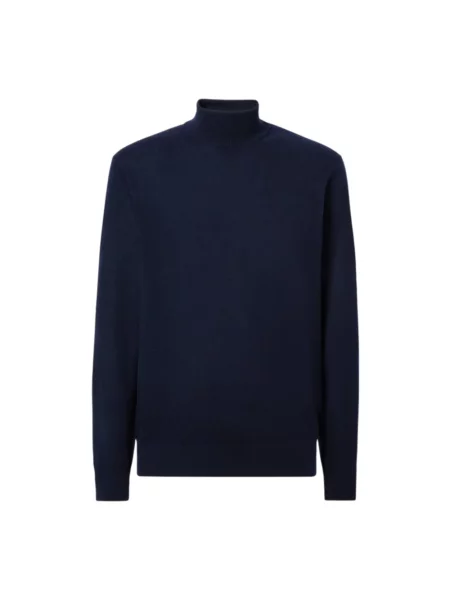 Lniany sweter z golfem Mc2 Saint Barth niebieski