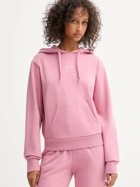 Суичър с качулка Guess с качулка бежово