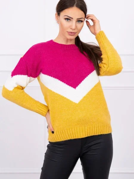 Pulover Kesi cu imprimeu geometric fucsie