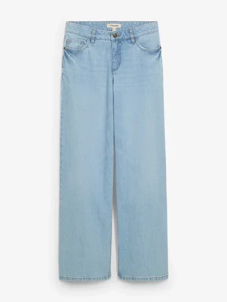 Jeansy wide leg średni stan niebieskie