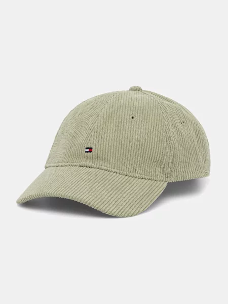 Tommy Hilfiger Baseball kapa iz rebrastega žameta zelena