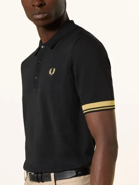 Fred Perry Dzianinowa Koszulka Polo schwarz czarna