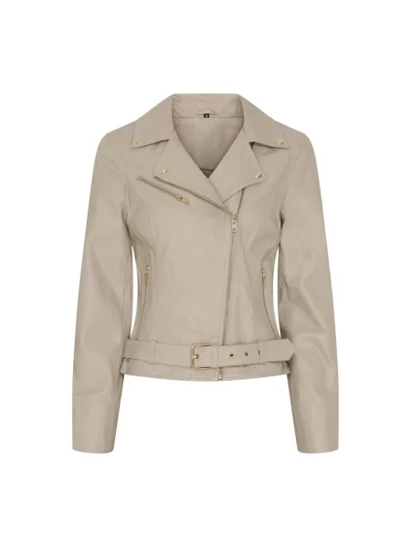 Kurtka skórzana Notyz beżowa