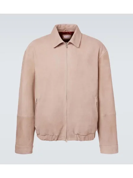 Geacă Brunello Cucinelli din piele de căprioară bej