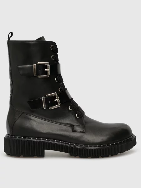 Шкіряні байкерські черевики з пряжками Max & Co чорні