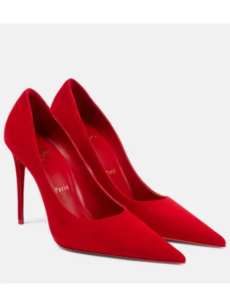 Pantofi cu toc Christian Louboutin din piele de căprioară roșu