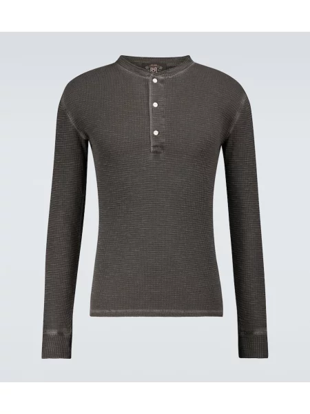 Tricou Rrl tricotate cu guler henley negru