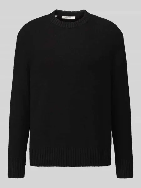 Sweter o kroju relaxed fit z mieszanki bawełny model ALEX' Selected czarny