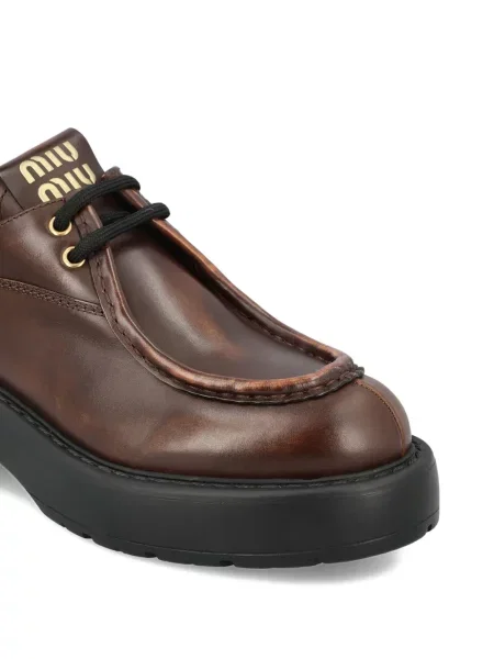 Pantofi derby Miu Miu din piele cu platformă maro