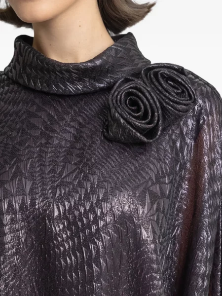 Sukienka maxi Gemy Maalouf w kwiatki z naszywkami garniturowa fioletowa