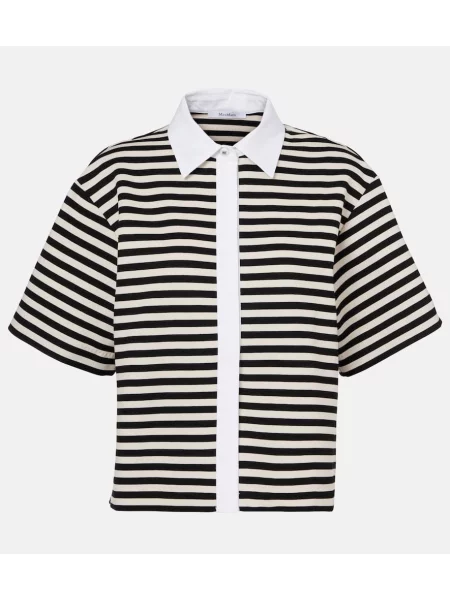 Cămașă Max Mara cu dungi din jerseu alb