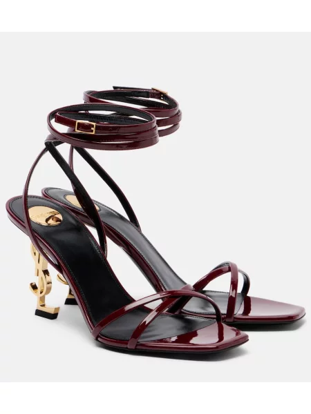 Кожени сандали Saint Laurent от лакирана кожа винено червено
