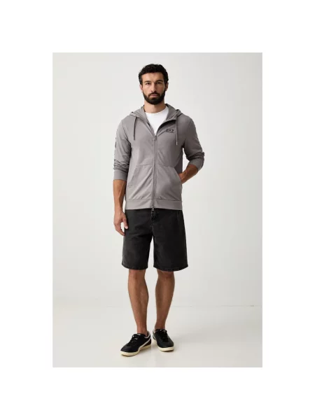 Bluza z kapturem Emporio Armani Ea7 z kapturem z logo szara