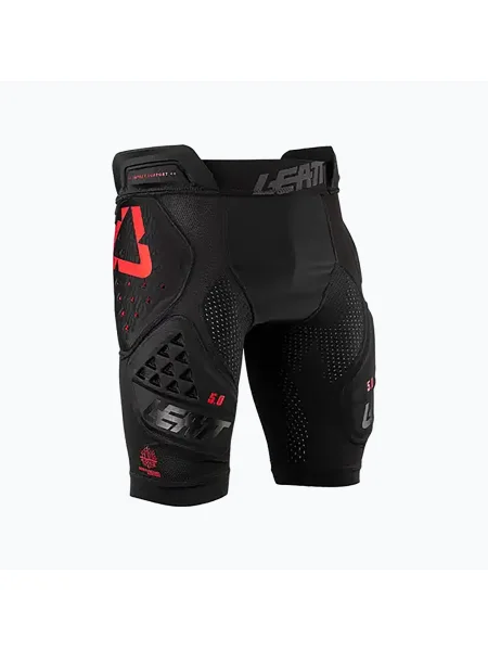 Pantaloni scurți de ciclism cu apărători pentru bărbați Leatt Impact negru-roșii negru