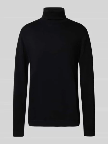 Sweter z wywijanym kołnierzem i prążkowanymi ściągaczami Jack & Jones czarny