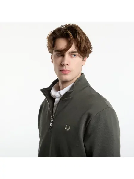 Hanorac cu fermoar Fred Perry verde