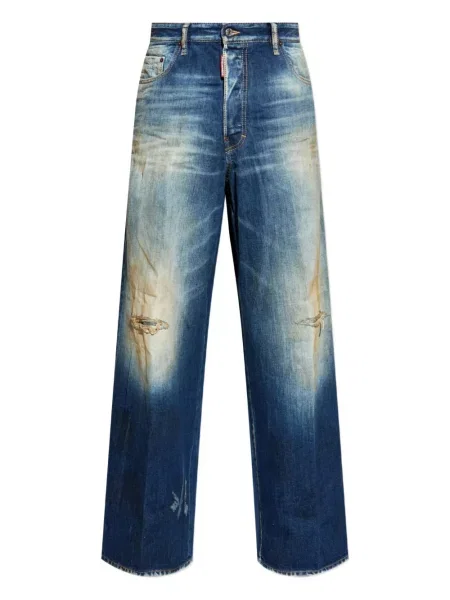 Blugi Dsquared2 cu broderie albastru