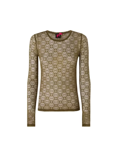 Sweter Pinko ze stretchu zielony