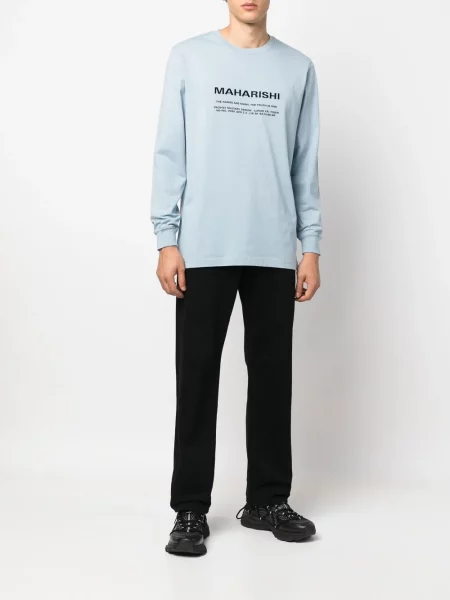 Raštuotas ilgas marškinėliai Maharishi mėlyna