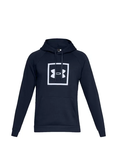 Hanorac cu glugă Under Armour din fleece cu autograf albastru
