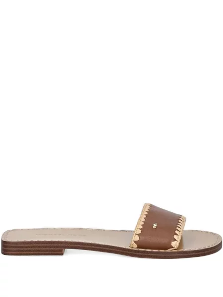 Spodnie Michael Michael Kors skórzane bez obcasa plecione różowe