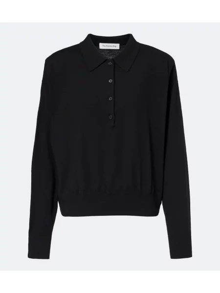 Tricou polo The Frankie Shop de lână negru