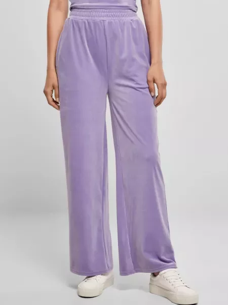 Pantaloni de trening Urban Classics cu talie înaltă de catifea violet
