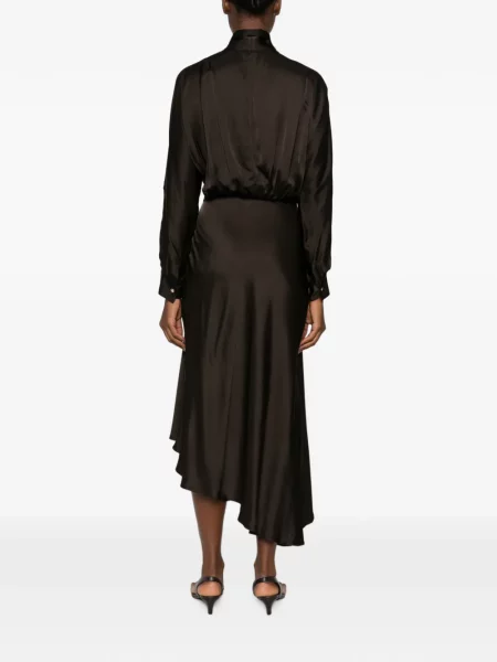 Rochie midi Maje asimetrică cu legături maro