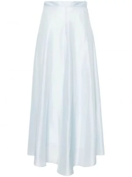 Fustă midi Forte_forte de mătase în linie A albastru