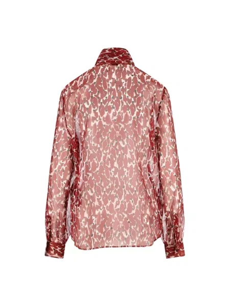 Jedwabna koszula Saint Laurent w kwiatki czerwona