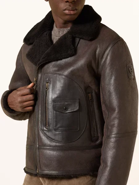Belstaff Kožená Bunda Buxton / tmavě hnědá