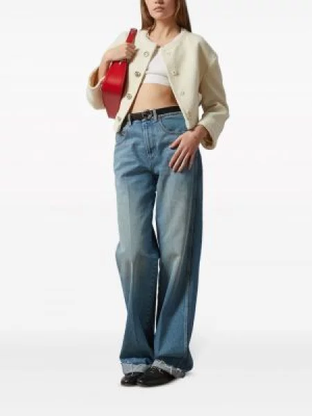 Zkrácený žebrovaný top Gucci bílý