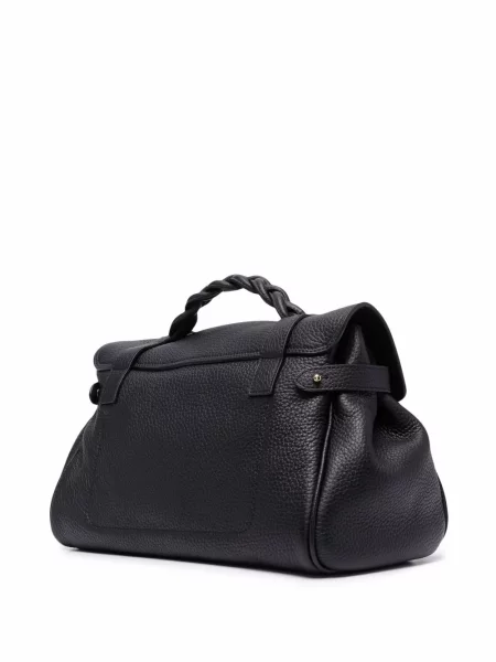 Pletená shopper kabelka Mulberry s přezkou černá