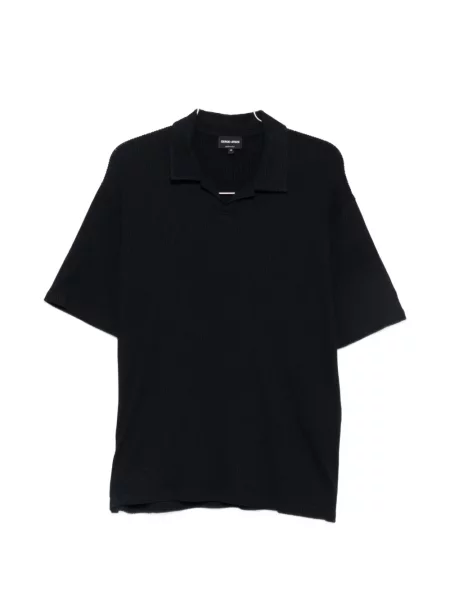 Tricou polo Giorgio Armani tricotate albastru