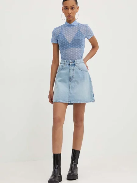 Джинсова спідниця Hugo Blue mini пряма синя